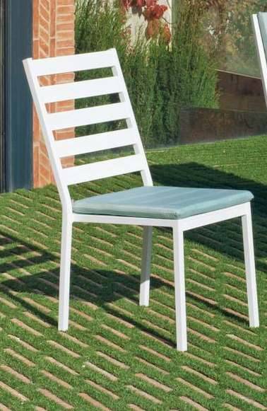 Silla comedor para jardín o terraza. Estructura, asiento y respaldo de aluminio color blanco, plata, bronce, antracita o champagne.